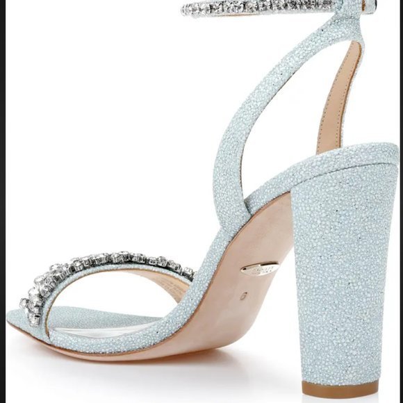 NWOT BADGLEY MISCHKA COLLECTION Tasmine Ankle Strap Sandal in Soft Blue (8) - Picture 4 of 13